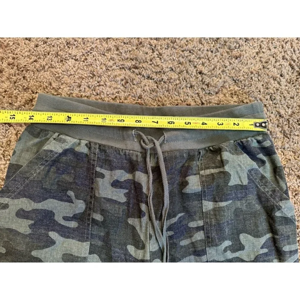 Womens Camo Jogger Pants Crop Ankle Linen Blend Casual Beach Travel Outdoor SM - Picture 7 of 8